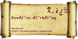 Kovács Örkény névjegykártya