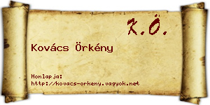 Kovács Örkény névjegykártya